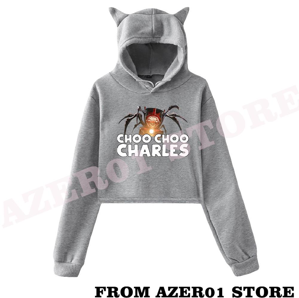 Choo Choo Charles Game Merch Cat Cropped Hoodies Women Girl Hooded Crop Tops Loose Sweatshirt Hooded 2 - Choo Choo Charles Plush